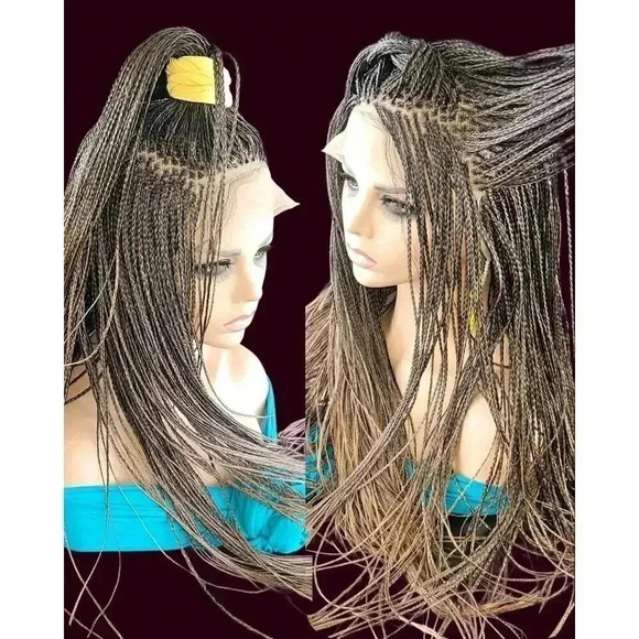 Premium Hand-Braided wig Full Lace Wig 0mbre Auburn- micro...